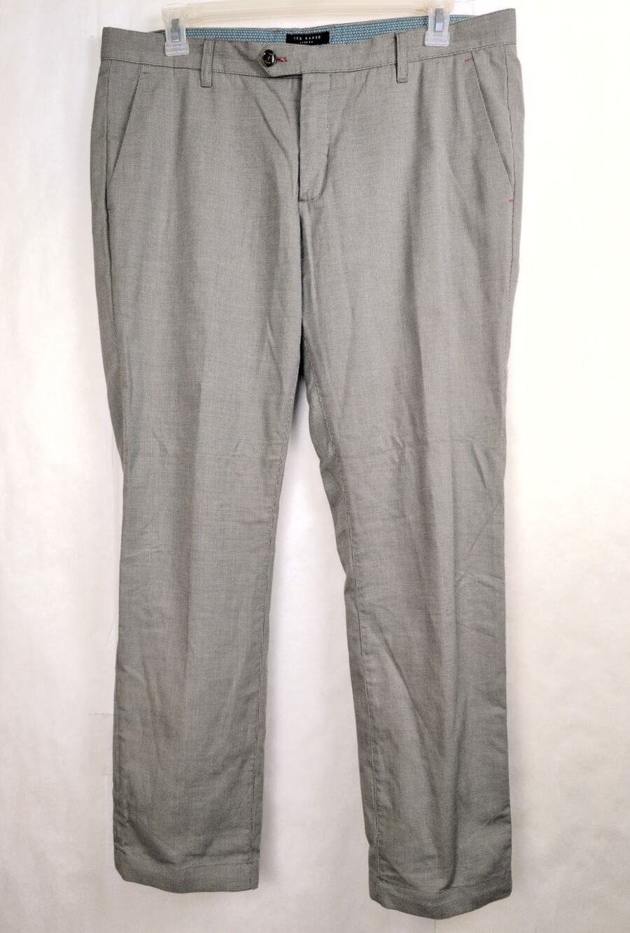 Ted Baker Tegatin tan woven micro check cotton trouser pants Size 38R Preppy